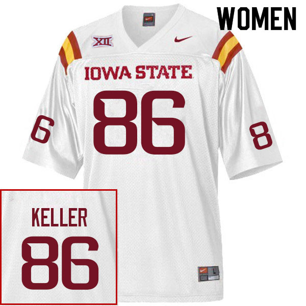 Women #86 Andrew Keller Iowa State Cyclones College Football Jerseys Sale-White - Click Image to Close